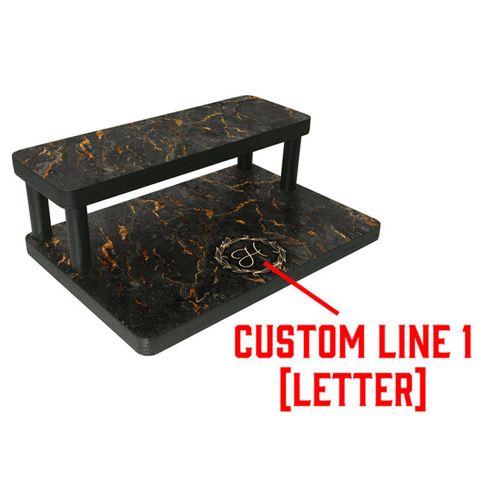Custom Counter Caddies™ - "Marble Monogram" Themed Artwork - Straight Shelf - 12" Length