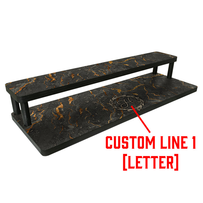 Custom Counter Caddies™ - "Marble Monogram" Themed Artwork - Straight Shelf - 24" Length