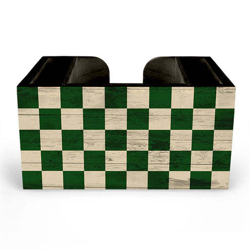 Wooden Bar Caddy - Green Checkerboard