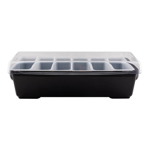 BarConic® Black Condiment Holder with 6 Pint Inserts & Ice compartment
