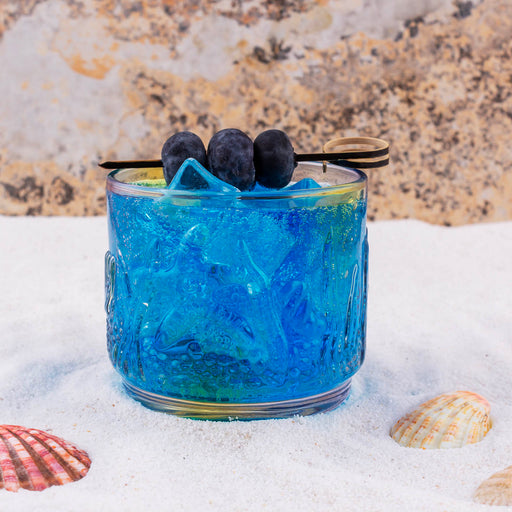 BarConic® Stackable Colored Rocks Glass - Ocean Design - 7.5 ounce
