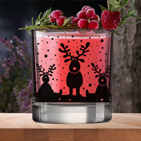 BarConic Christmas Collection Glassware - Cute Reindeer - 10 ounce