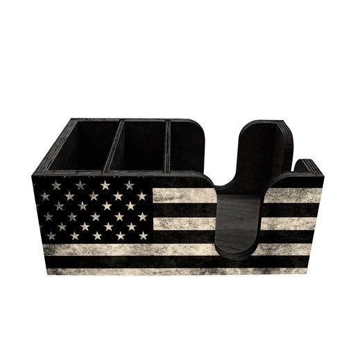 Bar Top Napkin Caddy - Black American Flag