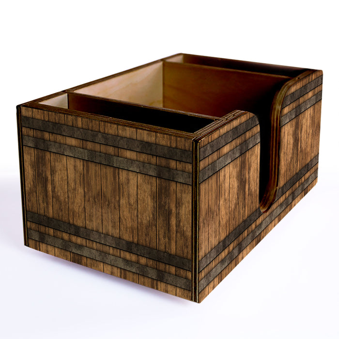 Wooden Bar Caddy - Rustic Wood Barrel