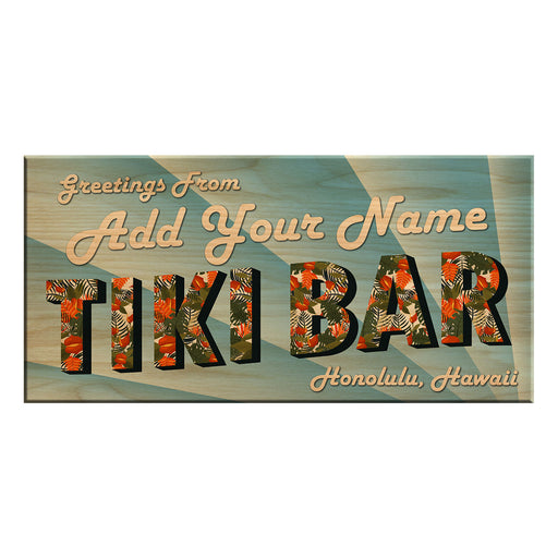 CUSTOMIZABLE Large Plank Sign - 11 3/4" x 23 3/4" - Tiki Bar - Blue