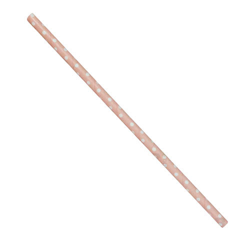 BarConic® Eco-Friendly Paper Straws - Pink Dot - 100 pack