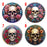 Wooden Round Coasters - Multiple Stained Glass Skulls Designs 5-8