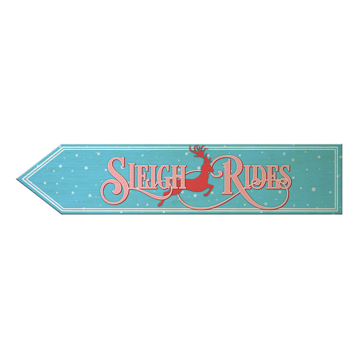 Christmas Wood Arrow Signs - Sleigh Rides Left