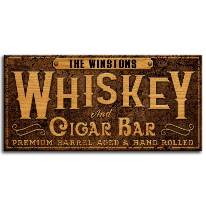 Customizable Large Vintage Wooden Bar Sign - Bar Sign - Whiskey Brown 