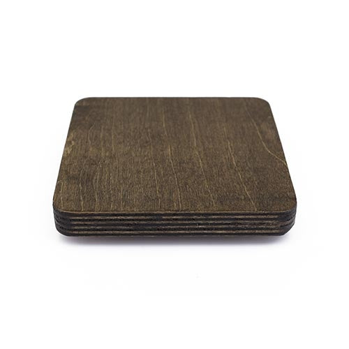 Counter Caddies™ - Walnut-Stained Liquor Bottle Pad - 5.5" Square - Fits 1.75 Liter Bottle