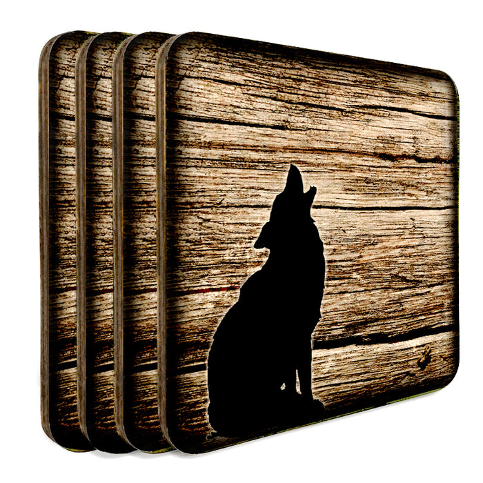 Wooden Square Coasters - Rustic Animal Theme - Set of 4 - Options Available