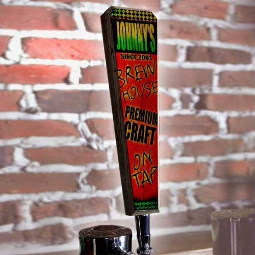 Oak Wood Beer Tap Handles - Flared Shape - Brew House - Red / Green