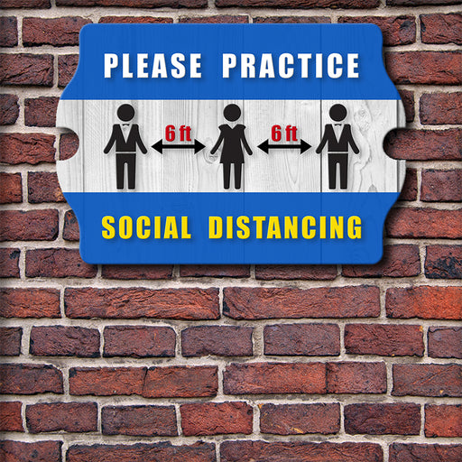 Wooden Tavern Sign - Social Distancing