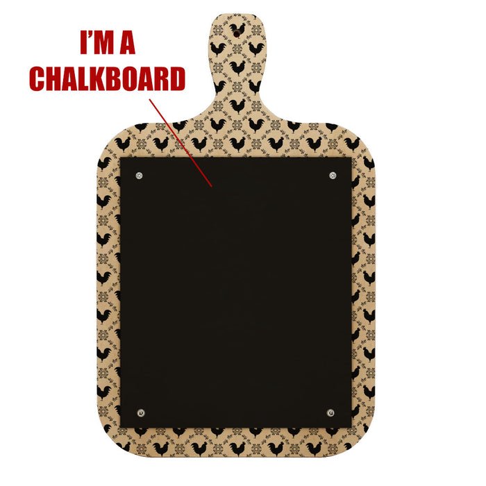 Wood Plaque Menu - Cutting Board Shaped Chalkboard - Rooster Design