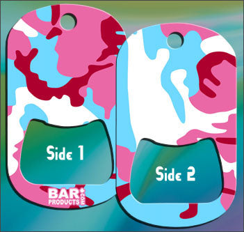 Dog Tag Bottle Opener - Blue and Pink CAMO