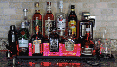 LED Counter Caddies™ - Black Straight Shelf - Liquor/Wine Bottle Display - bottles alcohol spirits