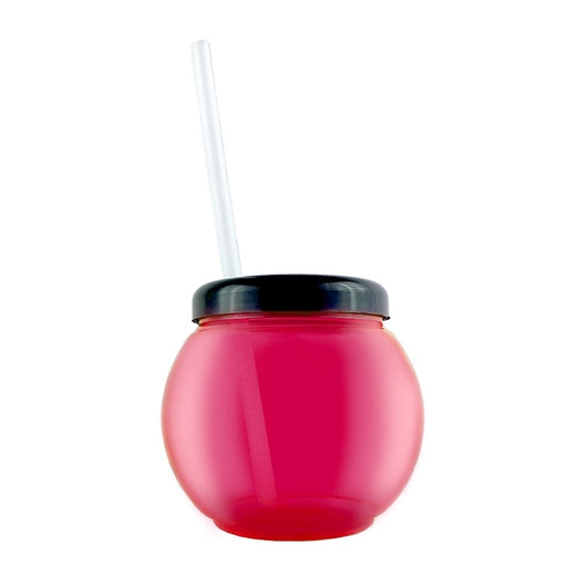 BarConic® 20 oz Pink Fishbowl With Lid and Straw