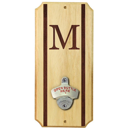 Monogrammed - Wall Mounted Wood Plaque Bottle Opener