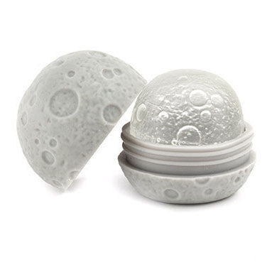 Moon inspired silicone ice ball mold for craft cocktails and spirits.