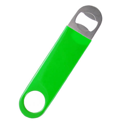 Speed Bottle Opener / Bar Key - Neon Green Vinyl Rubber Grip