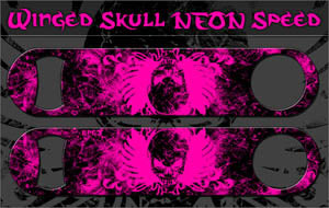 Speed Bottle Opener / Bar Key - Winged Skulls - Pink