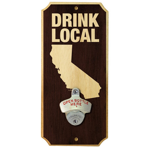 Drink Local - Wall Mounted Wood Plaque Bottle Opener