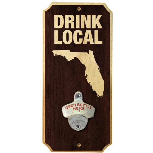 Drink Local - Wall Mounted Wood Plaque Bottle Opener