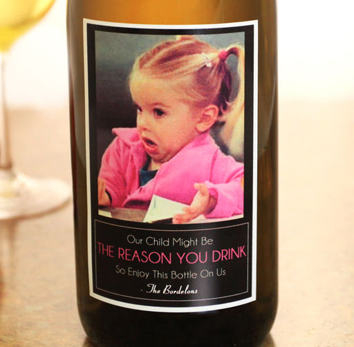 Add Your Name The Reason You Drink Wine Label - Small