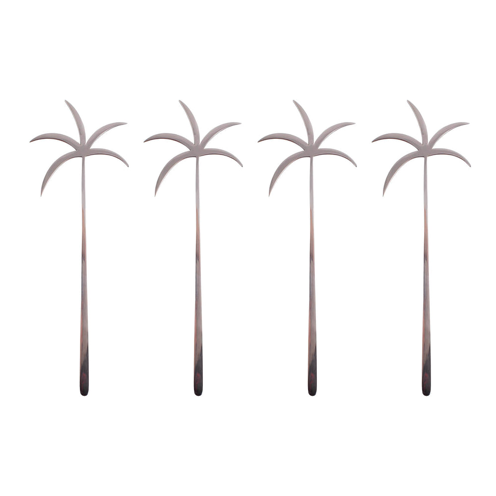 BarConic® Stainless Steel Palm Tree Swizzle Sticks - 4 pack