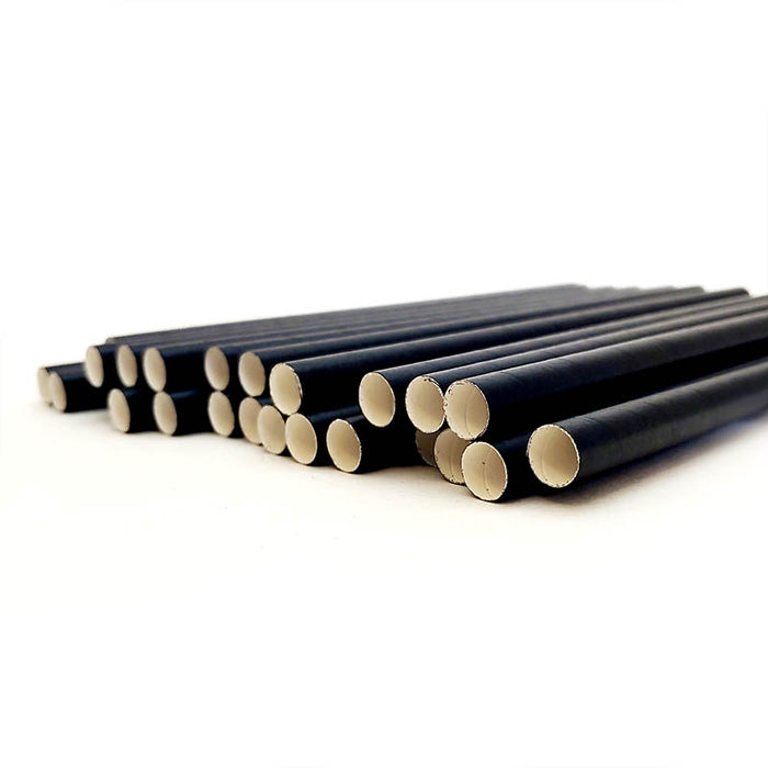 BarConic® "Eco-Friendly" Jumbo Paper Straws - 7 3/4" Solid Black - 100 pack