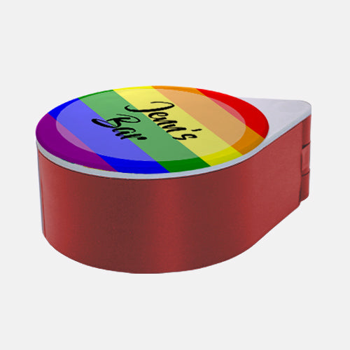 ADD YOUR NAME - Custom Glass Rimmer Lid - Pride with red base 