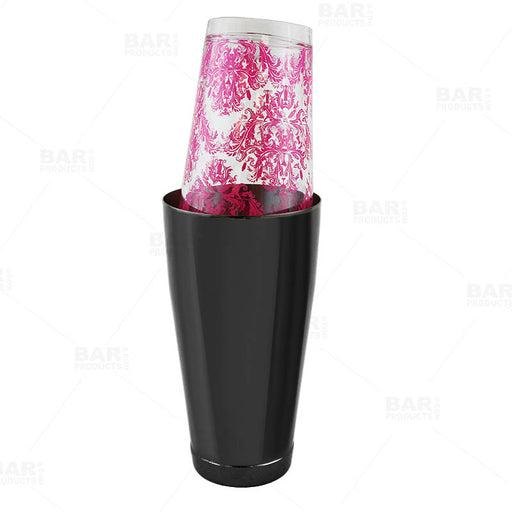 BarConic® Glassware - Mixing Glass - Pink Cocktail Themed Damask - 16 ounce