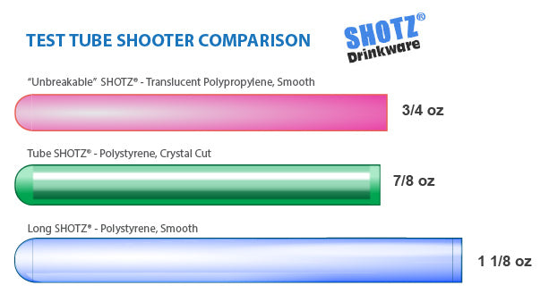 Tube SHOTZ® / Test Tube Shooters - Polystyrene Crystal Cut - Pack of 100