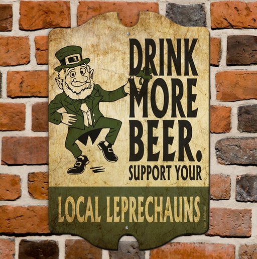 Support Your Local Leprechauns - Kolorcoat™  Wood Bar Sign - Tavern Shaped