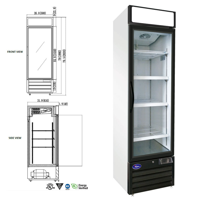 Single Swing Glass Door Refrigerator - 23 CU. FT.