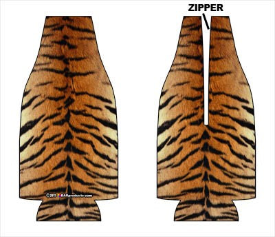 Zipper Style Bottle Coozie -Tiger