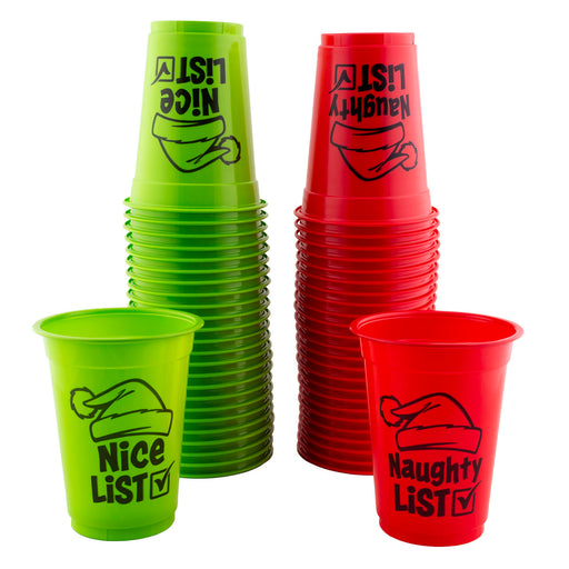 Naughty or Nice List Reusable Plastic Cups - 16oz - 50 pack