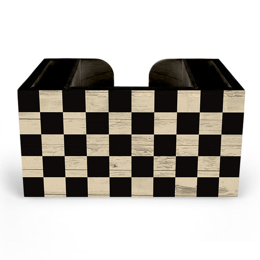 Wooden Bar Caddy - Checkerboard