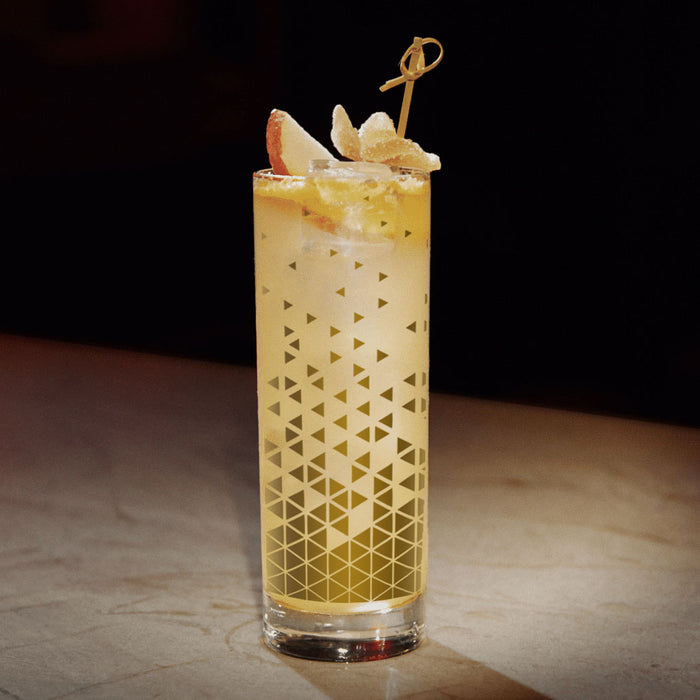 Geometric gold retro highball glass