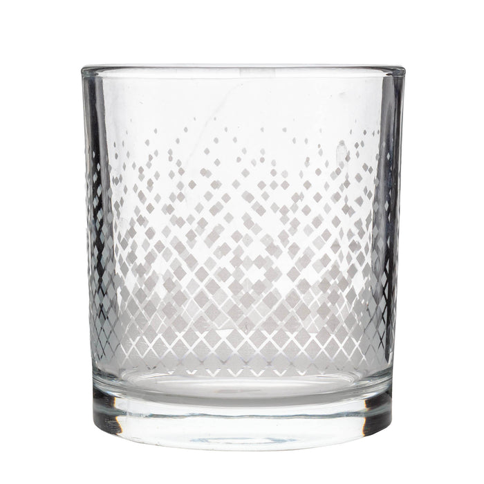 BARCONIC® GLASSWARE - RETRO SILVER DIAMOND OLD FASHIONED GLASS - 10OZ