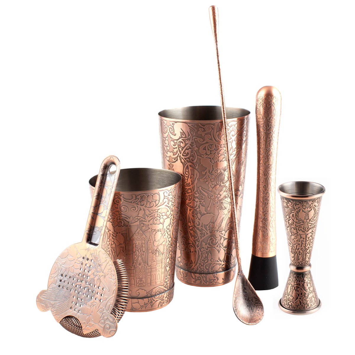 Olea® Brushed Copper Bar Set - Fairy Pattern - Bar Products — Bar Products