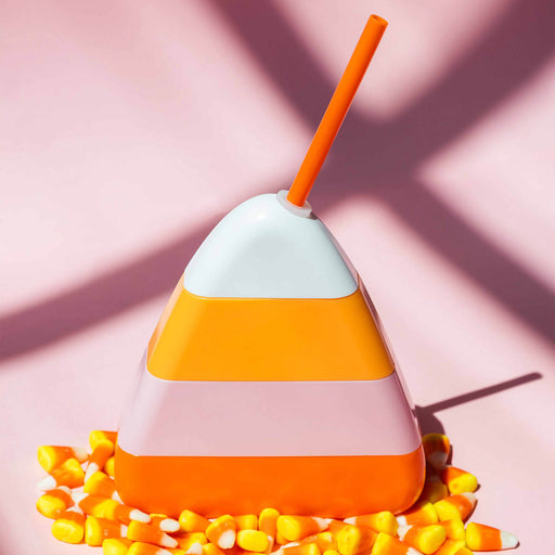 Candy Corn Novelty Cup W/Lid & Straw - 14 ounce