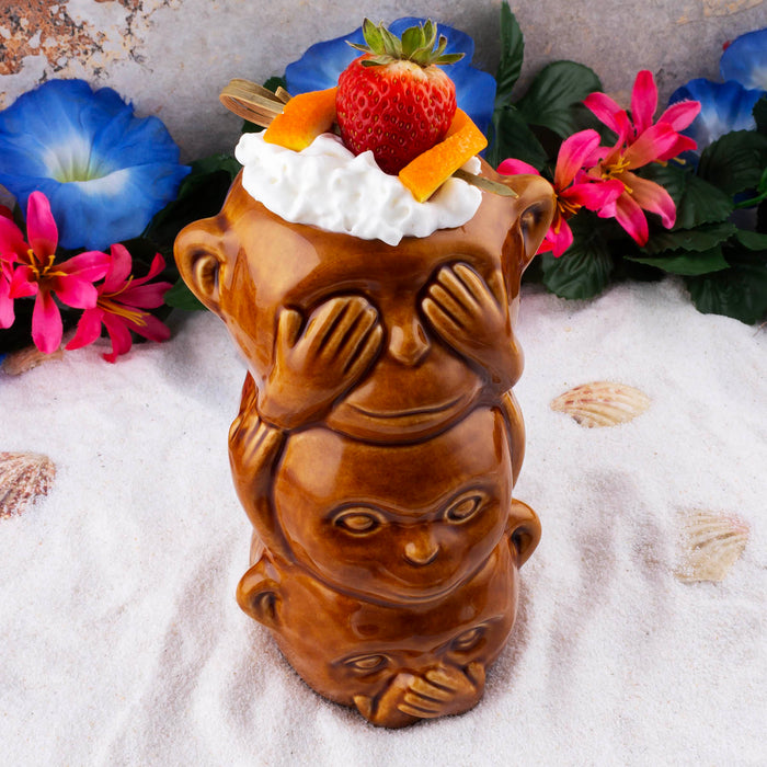 BarConic® Tiki Drinkware - 3 Monkey Totem