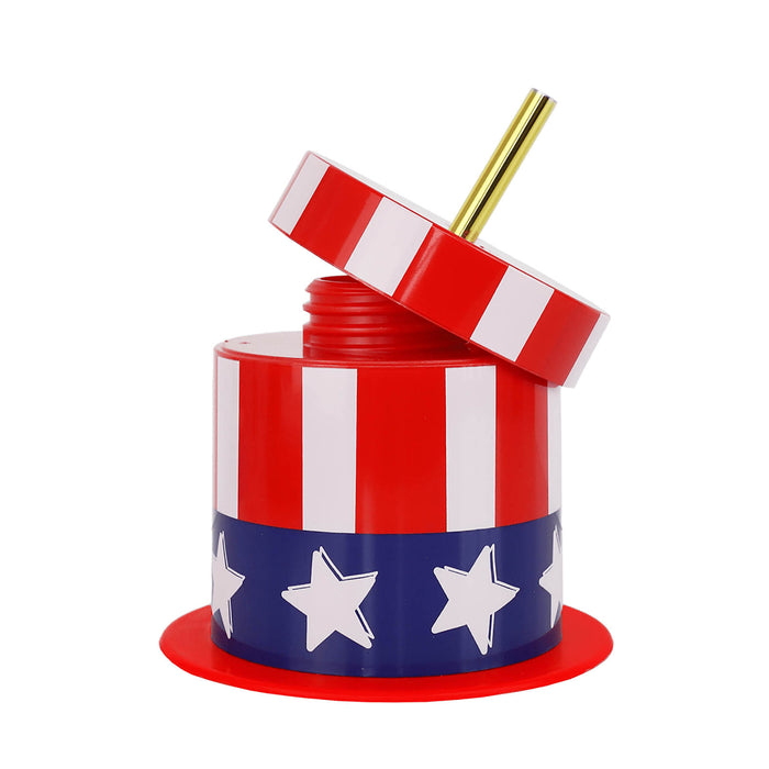 Independence Day Top Hat Novelty Cup W/Lid & Straw - 14 ounce