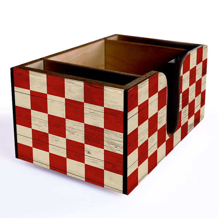 Wooden Bar Caddy - Red Checkerboard