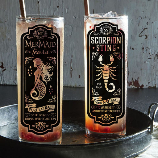 BarConic Highball / Collins Glasses - Halloween Themed Apothecary Designs