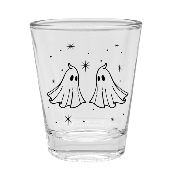 Personalized 1.75oz Clear Wedding Shot Glasses 'Til We're Ghosts back design