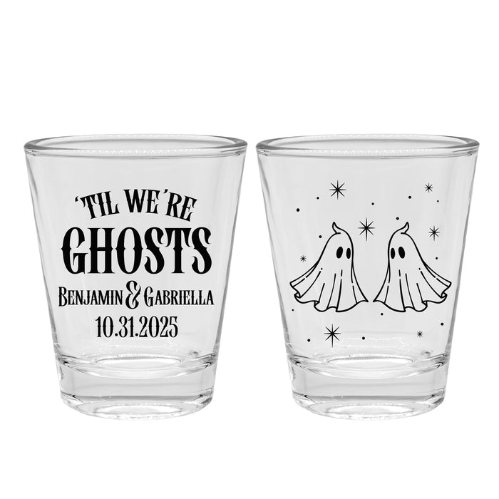 Personalized 1.75oz Clear Wedding Shot Glasses 'Til We're Ghosts