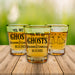 Personalized 1.75oz Clear Wedding Shot Glasses with alcohol using 'Til We're Ghosts shot glass design