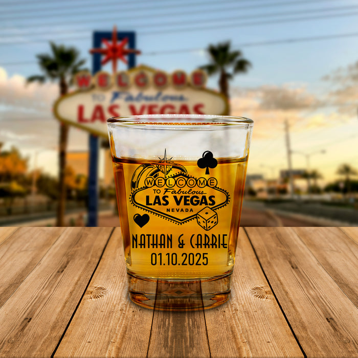 Customizable 1.75oz Clear Shot Glass Vegas Themed Shot Glasses 